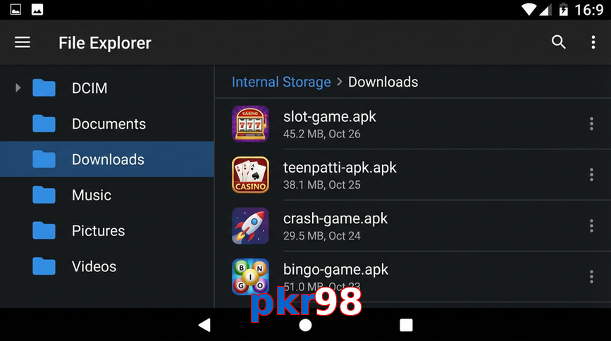 Main screen of Pkr98 gameapk page for PK players